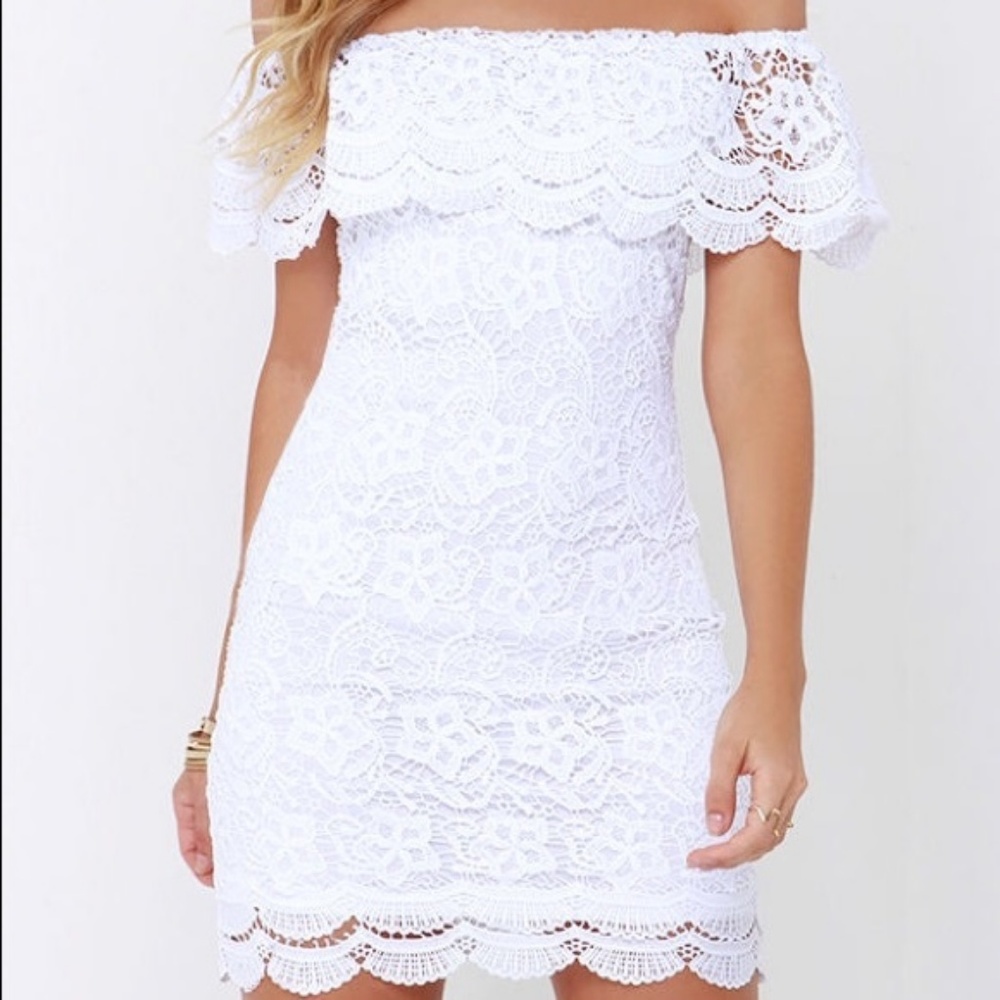 Mini lace off the shoulder dress